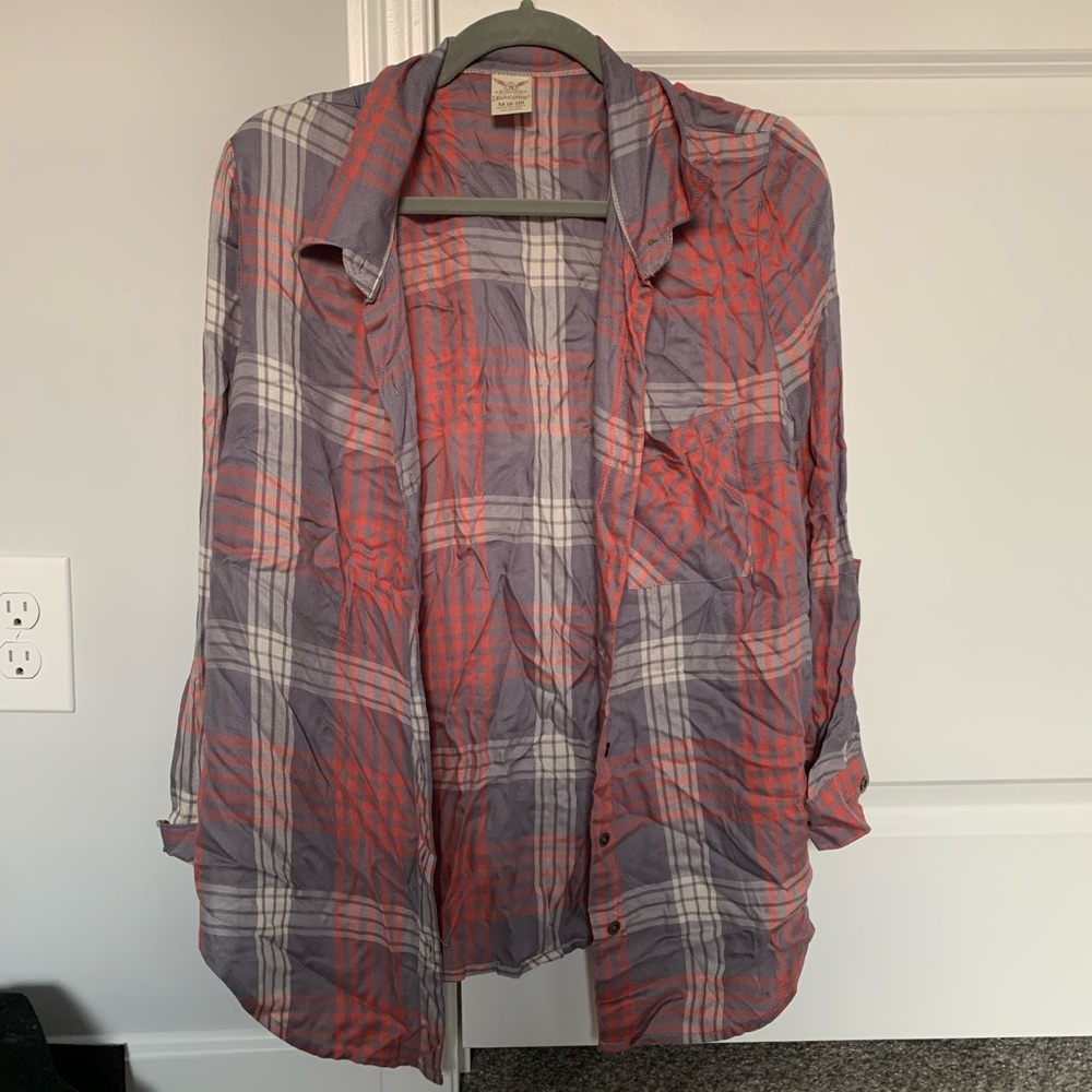 Lightweight red and gray flannel